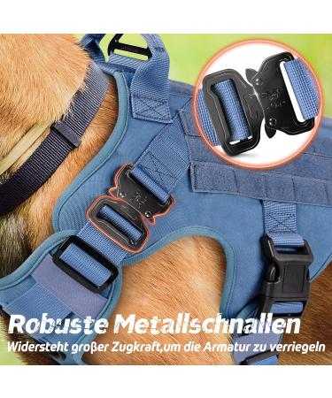 Rabbitgoo No Pull Dog Harness for Medium & Large Dogs | Tactical Vest with Metal Buckle & Handle | Breathable Adjustable Padded Harness - Blue - Buy Online on GoSupps.com