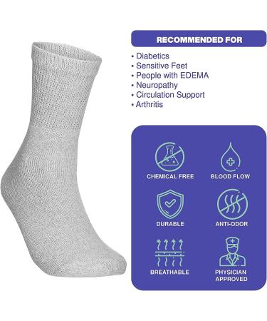 Crew Cotton Diabetic Socks for Men and Women - Size 13-15, Black (6 Pairs) - Buy Online on GoSupps.com