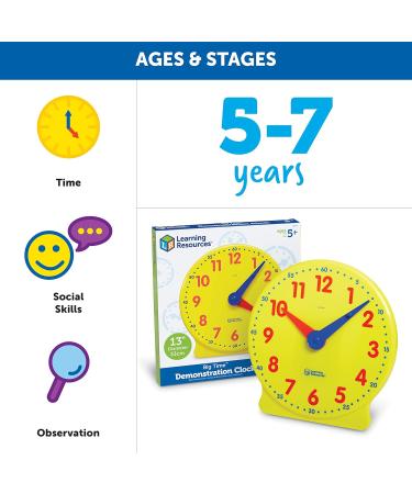 Buy Learning Resources Big Time Learning 12-Hour Learning Clock - Educational Toys for Kids - International Shipping Available - Buy Online on GoSupps.com