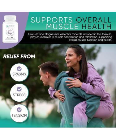 Evolved Elements All-Natural Muscle Relaxer | 60 Capsules | Spasm Relief with Magnesium, Passion Flower, and Valerian Root | Relieves Muscle Spasms, Tension, and Promotes Calmness - Buy Online on GoSupps.com