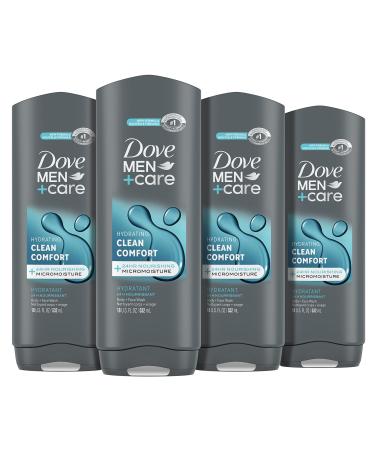 Dove Men+Care Body and Face Wash Clean Comfort 4 Count for Healthier and Stronger Skin Effectively Washes Away Bacteria While Nourishing Your Skin 18 oz Clean Comfort 18 Ounce (Pack of 4)