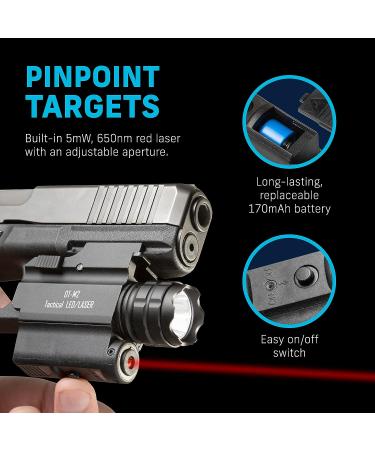 DefendTek Gun Flashlights - Rechargeable  Rail-Mounted Flashlight and Red Laser Light Combo for Shotgun  Pistol and Handgun - Gun Accessories & Weapons - DT-M2 Red Full - Buy Online on GoSupps.com