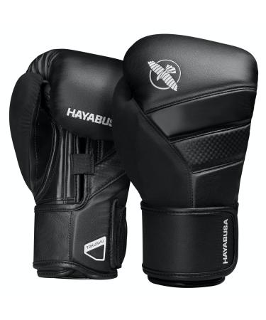 Hayabusa T3 Boxing Gloves for Men and Women Wrist and Knuckle Protection, Dual-X Hook and Loop Closure, Splinted Wrist Support, 5 Layer Foam Knuckle Padding 16oz Black