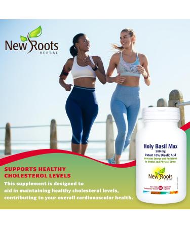 New Roots Herbal - Holy Basil Leaf Extract with Ursolic Acid 500mg 60 Capsules - Premium Supplement for Joint Support and Cholesterol Management - Organic Tulsi Capsules for Overall Wellness - Buy Online on GoSupps.com