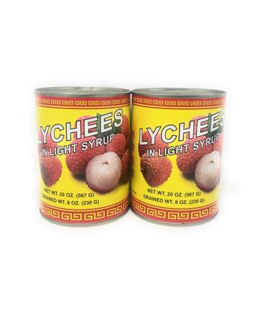 Asuka Lychees in light syrup 20oz, 2 Pack Lychees 1.25 Pound (Pack of 2)