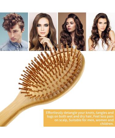 EKONAER 4 PCS Bamboo Hair Brush Set with Wide-tooth Comb for Women, Men, Kids, and Babies - Detangling Hairbrush for Thick, Thin, Curly, Straight, Dry Hair - Buy Online on GoSupps.com