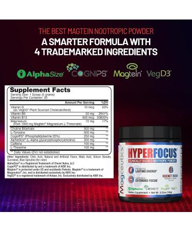 Magceutics Hyperfocus Nootropic Powder - Boost Memory & Cognitive Function - 3.52 Oz (Rocket Rush) - Buy Online on GoSupps.com