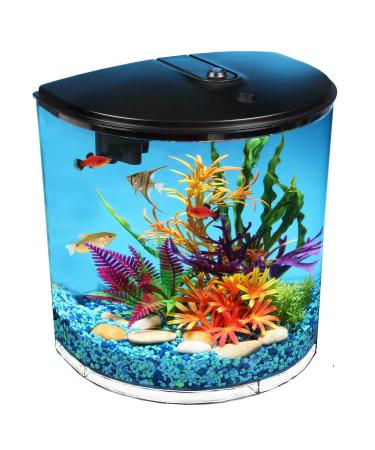 Koller Products AquaView 3.5-Gallon Aquarium Starter Kit with Power Filter & LED Lighting (7 Color Selections), Ideal for a Variety of Fish