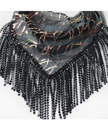 Oralgo's Beautiful Black Square Hair Scarf with Rhinestones - Elegant Turban & Headgear for Women Perfect for Hen Parties & Special Occasions - Buy Online on GoSupps.com