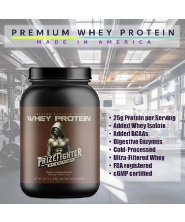Chocolate Peanut Butter Whey Protein (2 lb) - 25g Protein Digestive Enzymes for Muscle Recovery | Made in the USA - Buy Online on GoSupps.com