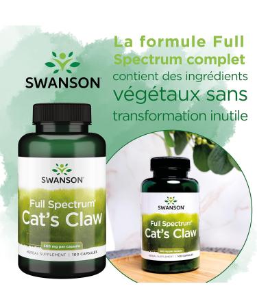 Swanson Cat's Claw 500mg 120 Capsules High Dosed Lab Tested Soy Free Gluten Free Non-GMO - Buy Online on GoSupps.com