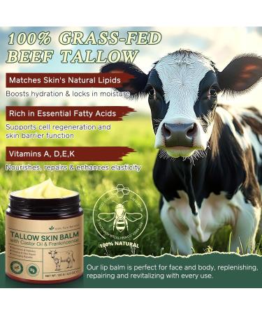 CFXYHNOX Beef Tallow for Skin & Face Cream with Castor Oil and Frankincense Natural 100% Grass Fed Whipped Beef Tallow Balm Deeply Moisturizing for Face & Body Care 4.2 oz - Buy Online on GoSupps.com