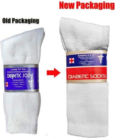 LM 12 Pairs Diabetic Crew Socks in Unisex Sizes 9-11, 10-13, 13-15 - Black, Grey, White - 10-13 White - Buy Online on GoSupps.com