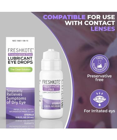 Maxim Eye FRESHKOTE Preservative-Free Lubricant Eye Drops | 0.33 oz Artificial Tears for Dry Eyes + Reusable Anti-Fog Cloth for Eyeglasses - Buy Online on GoSupps.com
