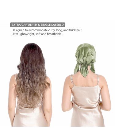 SissiLita 100% Silk Bonnet for Sleeping - Large Sage Green Hair Bonnet with Tie Band - Silk Sleep Cap for Curly Hair Care - Buy Online on GoSupps.com