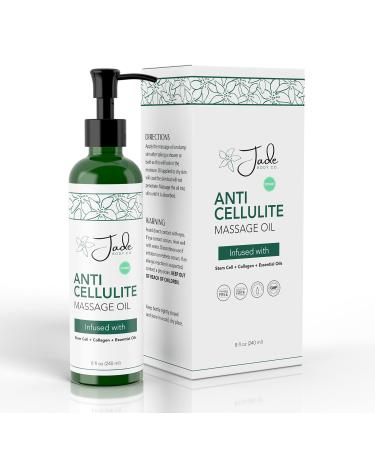 Jade Body Co Anti Cellulite Massage Oil - All Natural Bio Oil with Stem Cells & Collagen - Firming Body Oil for Women - Cellulite Remover  Stretch Mark Remover  Cupping Therapy Oil & Massage Oil Peppermint