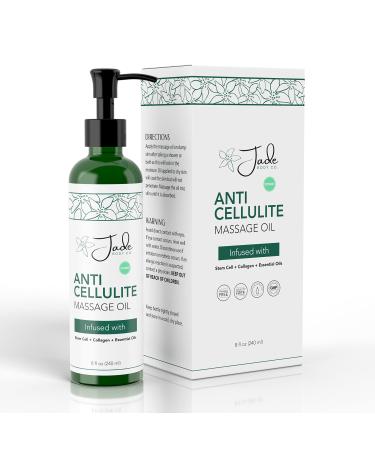 Jade Body Co Anti Cellulite Massage Oil - All Natural Bio Oil with Stem Cells & Collagen - Firming Body Oil for Women - Cellulite Remover  Stretch Mark Remover  Cupping Therapy Oil & Massage Oil Peppermint - Buy Online on GoSupps.com