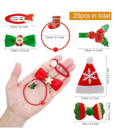 25 Pieces Christmas Hair Accessories Set for Girls | Clips Ties & Mini Hair Clips for Kids - Buy Online on GoSupps.com