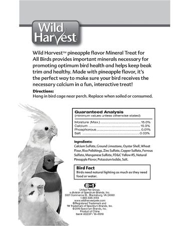 Wild Harvest Mineral Treat for Birds 3.1oz - Pineapple Flavor | Calcium-Rich Bird Supplement - Buy Online on GoSupps.com