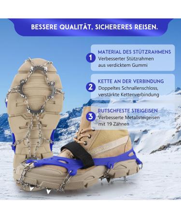 Buy Stainless Steel Crampons for Mountain Shoes - 13 Teeth Anti-Slip Ice Clamps with Velcro for Winter Hiking & Climbing (Blue L EU 42-44) - Buy Online on GoSupps.com