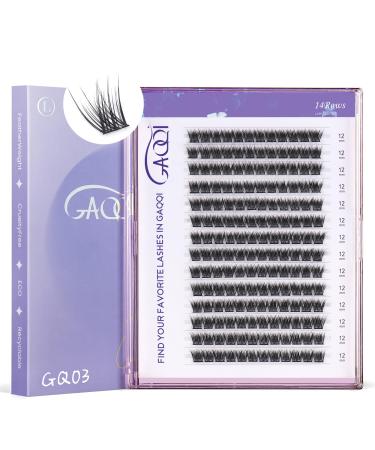 GAQQI Lash Clusters GQ03 False Eyelashes DIY Lash Extensions C Curl 168PCS Cluster Lashes 12MM Wispy and Natural Lash Wisps (GQ03 12mm C Curl) GQ03 C Curl 12mm