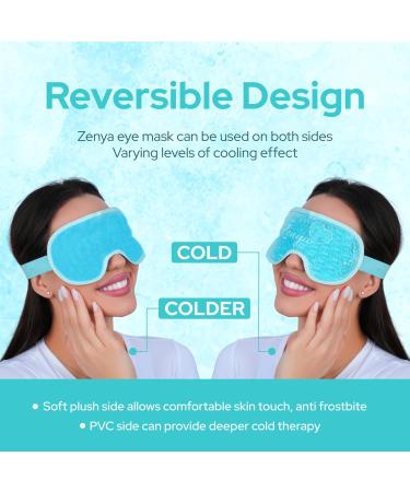 ZENYA Cooling Eye Mask - Reusable Hot Cold Therapy Gel for Puffy Eyes, Hayfever Relief, Migraine, Sinus Pain - Blue - Buy Online on GoSupps.com