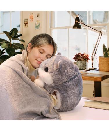 MUZIRI KINOKOO Cute Hamster Plush Pillow Blanket - Soft Folding Throw Blanket for TV, Sofa, Office Nap - Stuffed Toy Blanket - Grey - Buy Online on GoSupps.com