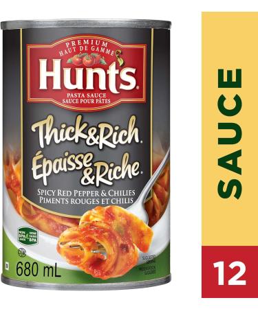 Hunt's Thick & Rich Pasta Sauce with Spicy Red Pepper & Chilies 680 ml Pack of 12 Spicy Red Pepper Chilies - Buy Online on GoSupps.com
