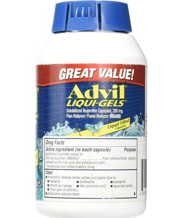 Advil Liqui-Gels 200mg - 200 Liquid Filled Capsules | Fast Acting Pain Relief - Buy Online on GoSupps.com