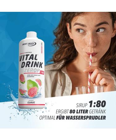 Best Body Nutrition Vital Drink Zerop Guave - Sugar-Free Beverage Concentrate | 80L Yield | 1000ml Sirup - Original Flavor - Buy Online on GoSupps.com