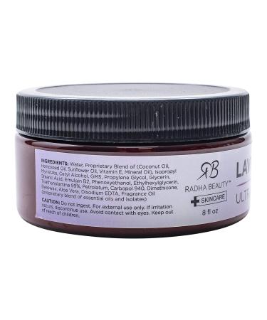 Radha Beauty Ultra Rich Body Butter 8 oz. - Coconut Oil, Hempseed Oil, Sunflower Oil, Vitamin E - Lavender Vanilla Scent - Nourish & Soften Skin - Buy Online on GoSupps.com