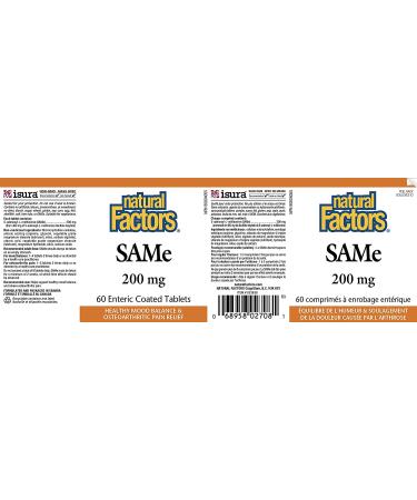 Buy Natural Factors SAMe 200 mg | 60 Slow Release Tablets for Mood Support - Buy Online on GoSupps.com