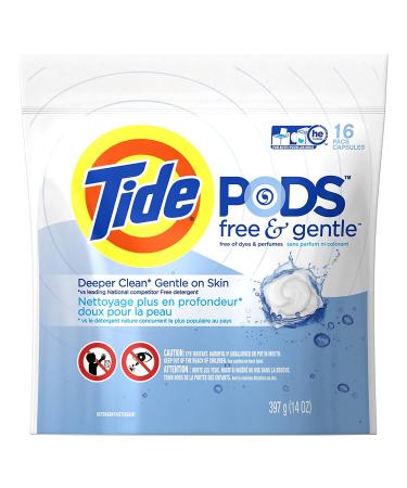 Tide Pods Free & Gentle Liquid Laundry Detergent Pacs 16 Count 16 count (Pack of 1)