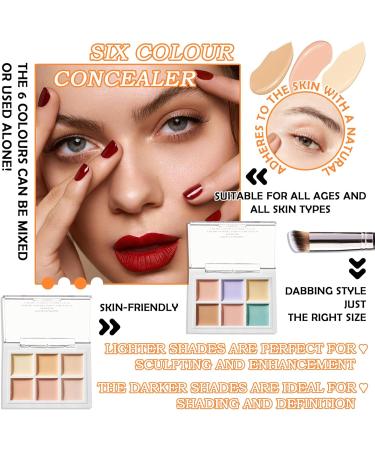 12 Colors Correcting Concealer Contour Makeup Palette 6 in 1 Color Corrector Palette Highlighting Concealer Palette Contouring Liquid Foundation Makeup Kit with Brush(2PCS) - Buy Online on GoSupps.com