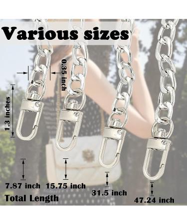 Yuronam 4 Different Sizes Flat Purse Chain Iron Bag Link Chains Shoulder Straps Chains with Metal Buckles Hook for Replacement  DIY Handbags Crafts  47.2/31.5/15.7/7.9 Inches(Silver) Multi size Silver - Buy Online on GoSupps.com