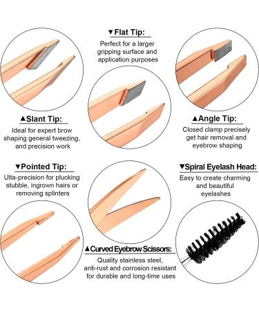 6-Piece Eyebrow Tweezers Set with Curved Scissors, Brush, Stainless Steel Remover Tools in Storage Case - Daily Beauty Kit for Women and Girls - Buy Online on GoSupps.com