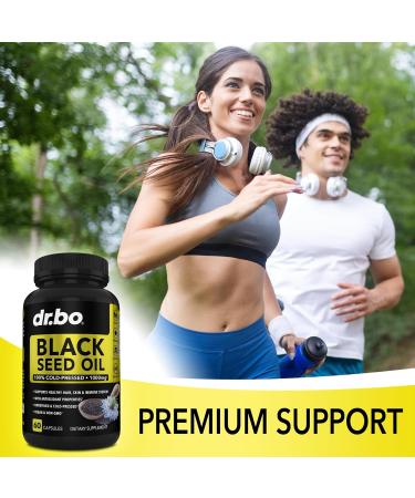 Black Seed Oil Capsules - Vegan Cold Pressed Nigella Sativa for Skin & Hair Health | Halal 500mg - 60 Softgels - Buy Online on GoSupps.com