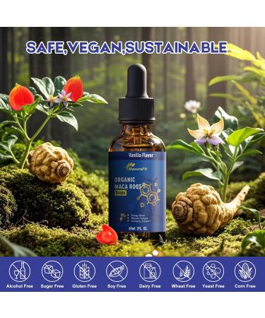 Maca Root Ashwagandha Liquid Drops - Maca and Ashwagandha Supplements with Goji Berry,Ginger Extract,L-Arginine and Magnesium Enhanced Energy 2 fl oz 1 Pack - Buy Online on GoSupps.com