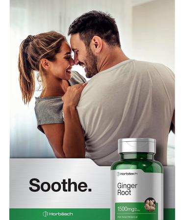 Ginger Root Capsules 1500mg | 200 Pills | DNA Tested, Non-GMO & Gluten Free Extract by Horbaach - Buy Online on GoSupps.com