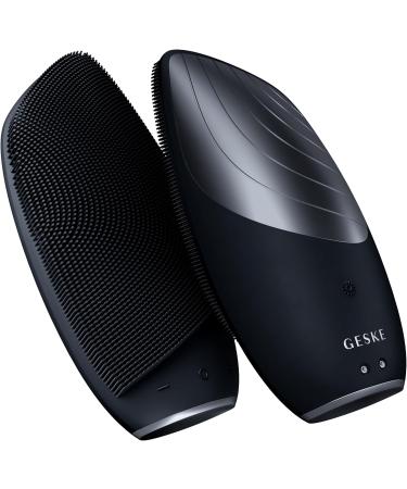 Geske SmartAppguided Sonic Thermo Facial Brush - 6 in 1 Heated Cleaning & Massage Device for Radiant Skin | Black Electric Facial Brush - Buy Online on GoSupps.com