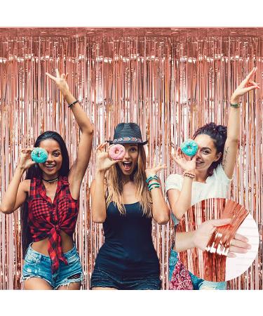 Fecedy Rose Gold Metallic Tinsel Foil Fringe Curtains - 2 Pack, 3ft x 8.3ft - Perfect Party Decor for Birthday, Wedding, Bridal Shower, and more! - Buy Online on GoSupps.com