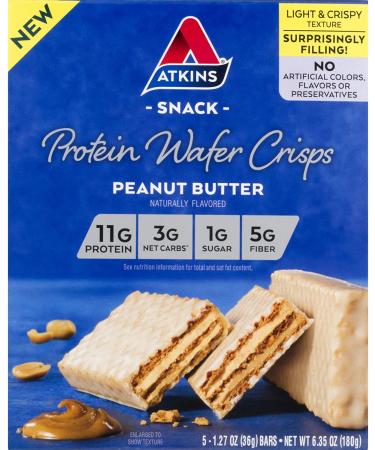 Atkins Protein Wafer Crisps - Peanut Butter Flavor - Keto Friendly - 5 Count 2-Pack - Buy Online on GoSupps.com