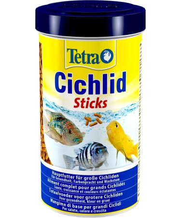 Tetra Cichlid Sticks - Fish feed for all cichlids and other large decorative fish floating fodder sticks 500 ml dose sticks 500 ml (1 Pack)