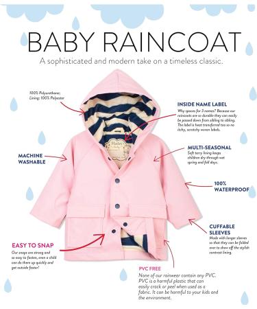 Hatley Baby Girls Raincoat 9-12 Months - Classic Pink & Navy | Waterproof Jacket - Buy Online on GoSupps.com