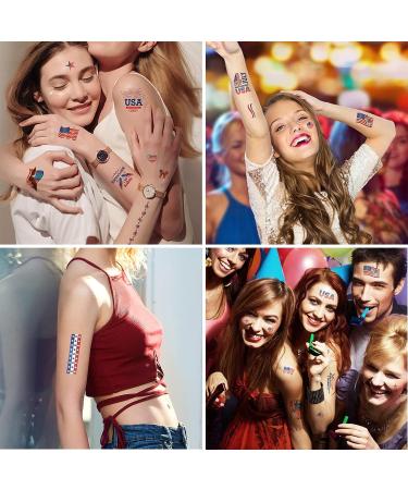 Patriotic Temporary Tattoos for Fourth of July | Red White and Blue Face Stickers for Independence Day Celebration - Buy Online on GoSupps.com