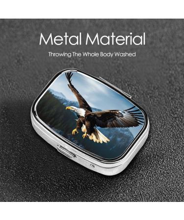 Eagle Hunting Print Pill Case - 2 Compartment Small Pill Box for Travel & Purse - Ideal Travel Organizer & Gift - Buy Online on GoSupps.com