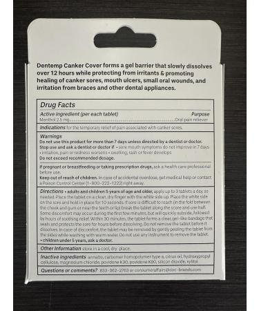 Dentemp Canker Sore Medicine 2pk Canker Cover - Oral Pain Reliever (12 Count) - Treatment to Relieve Canker Pain, Mouth Sores & Mouth Irritation - Fast Acting Canker Sore Relief Tablets for Adults - Buy Online on GoSupps.com