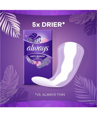 Always Anti-Bunch Xtra Protection Panty Liners for Women - Light Absorbency - Long Length - 40 Count - Buy Online on GoSupps.com