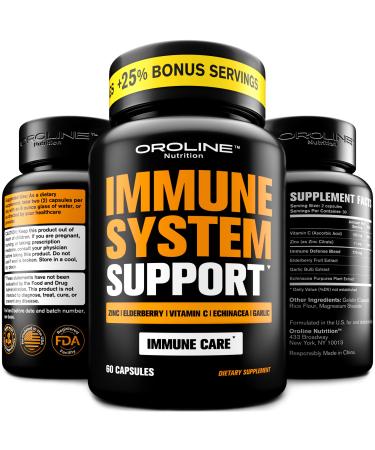 Vitamin C Zinc Supplement for Antioxidant and Immune Support - with Echinacea & Sambucus Black Elderberry - Immune System Booster Defense Capsules - 5 in 1 Elderberry Herbal Supplement for Immunity Vitamin C - 1 Pack