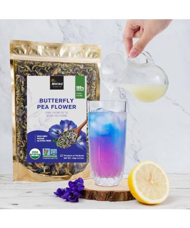 Organic Butterfly Pea Flowers 4.41 oz - Non GMO Verified, Gluten Free, Vegan - Rich in Antioxidants - Free eBook Included - From Thailand - Incas - Buy Online on GoSupps.com